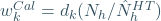 w_k^{Cal}=d_k(N_h/\hat{N}_h^{HT})