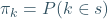 \pi_k=P(k\in s)