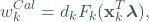 \begin{equation*} w_k^{Cal}=d_kF_k(\mathbf{x}_k^T\boldsymbol{\lambda}), \end{equation*}