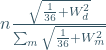 n\frac{\sqrt{\frac{1}{36}+W_d^2}}{\sum_{m}\sqrt{\frac{1}{36}+W_m^2}}