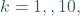 k=1,\HDOTS,10 ,