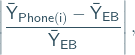 Rendered by QuickLaTeX.com \begin{equation*}\mathsf{\left| \frac{\bar{Y}_{Phone(i)} - \bar{Y}_{EB}} {\bar{Y}_{EB} }\right|, } \end{equation*}
