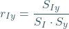 \begin{equation*} r_{Iy}=\frac{S_{Iy}}{S_{I}\cdot S_{y}} \end{equation*}