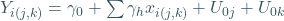 Y_{i(j,k)}=\gamma_0+\sum{\gamma_hx_{i(j,k)}+U_{0j}+U_{0k}
